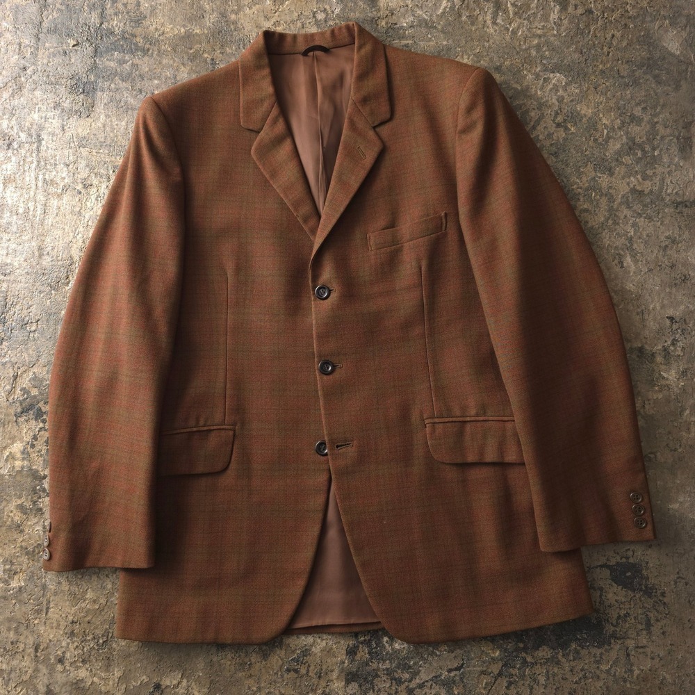 Vintage 1960s Conferioni Gabbiano Brown Wool Blazer Jacket Size 40 Made in Italy